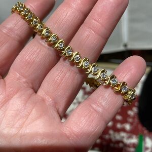 BMNY 14K Gold Plated Crystal Rhinestone, Tennis Bracelet